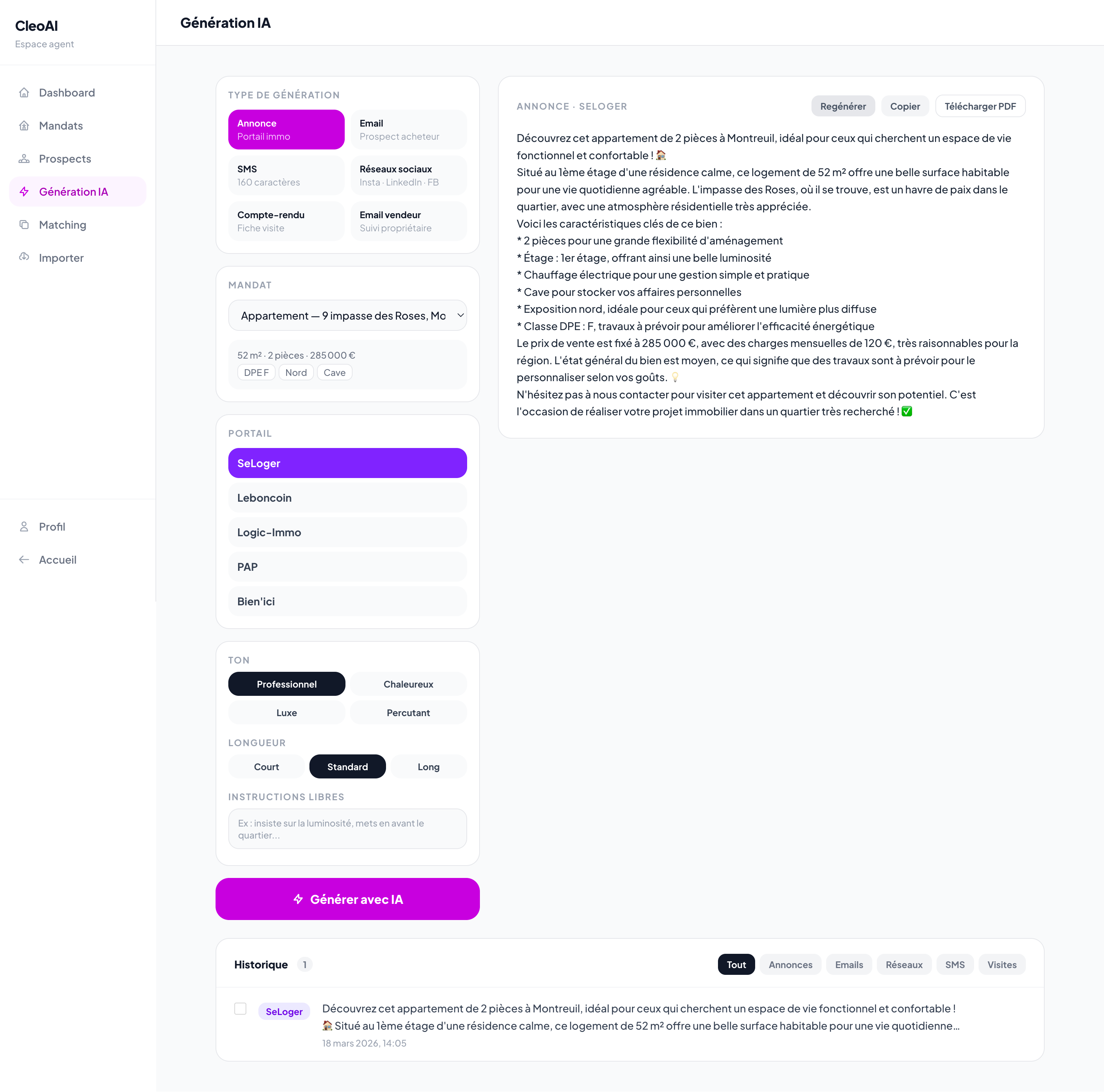 CleoAI — CRM IA pour agents immobiliers